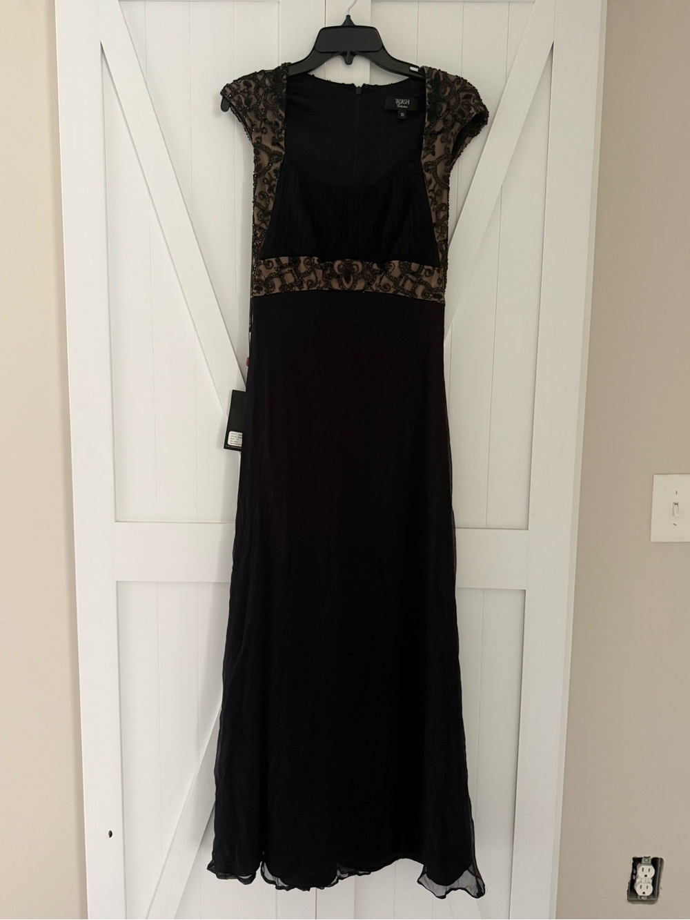 Black Bead Accent Maxi Dress Tadashi Collection - Size 10